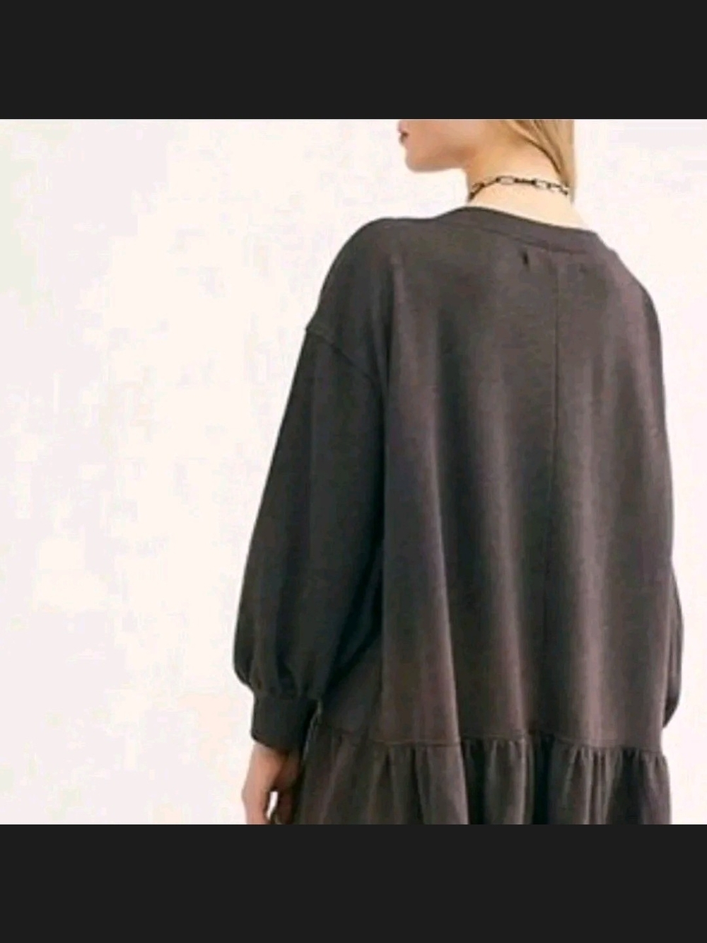 We The Free Charcoal Ombre Ruffle Hem Sweatshirt Dress - Picture 2 of 4